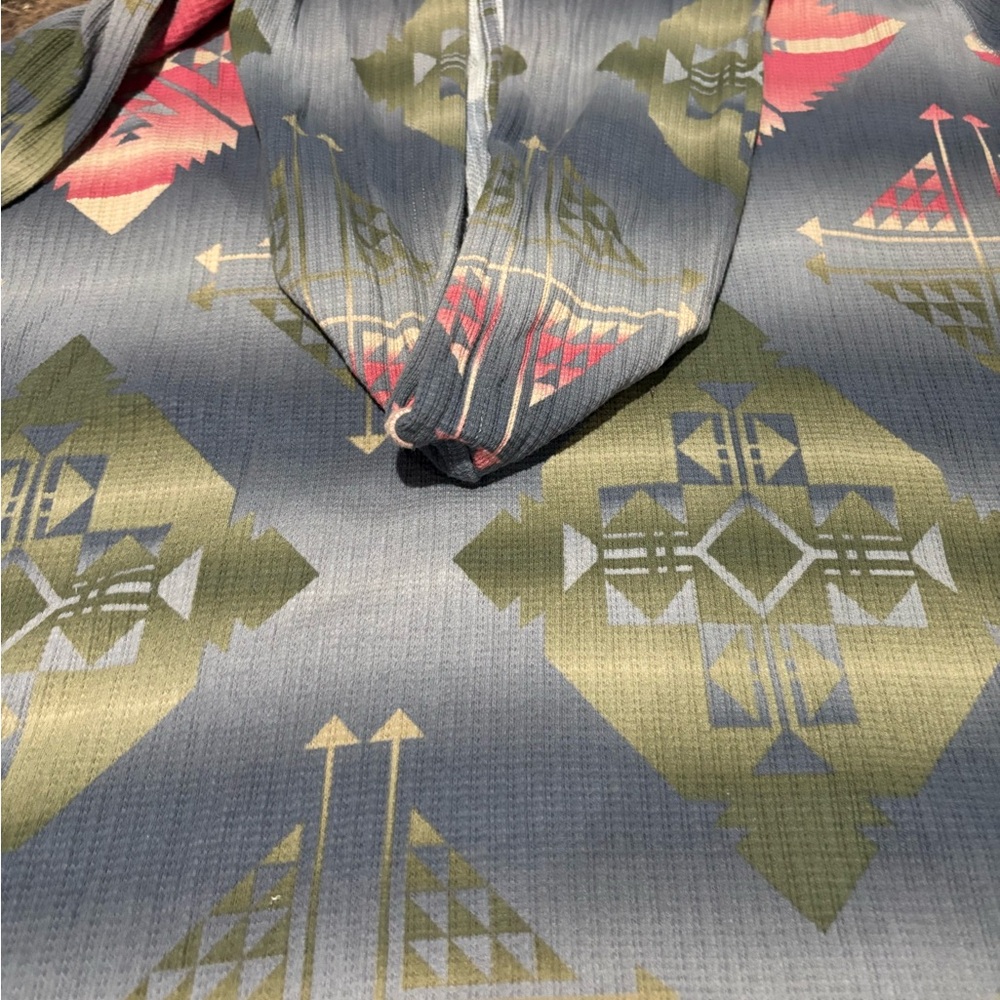 Geometric Patterned Gray and Green Hoodie